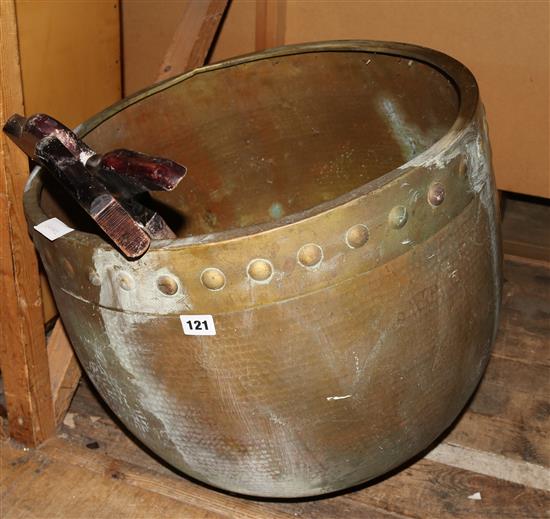 Large brass cauldron